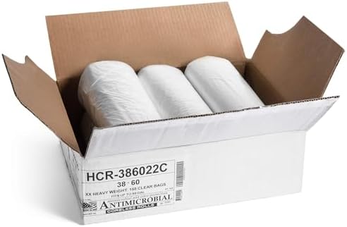 Aluf Plastics 60 Gal Clear Trash Bags, 22 Micron (EQ.), 38" x 60" (150 Pk) - Image 2