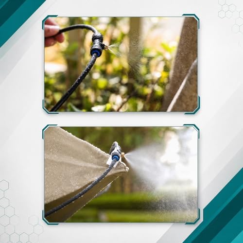 UNCO- Misting System, 59 FT, 20 Brass Mist Nozzles, 3/4" Brass Adapter, Misters for Outside Patio, Misting System for Patio, Garden, Greenhouse, Trampoline, Porch - Image 5