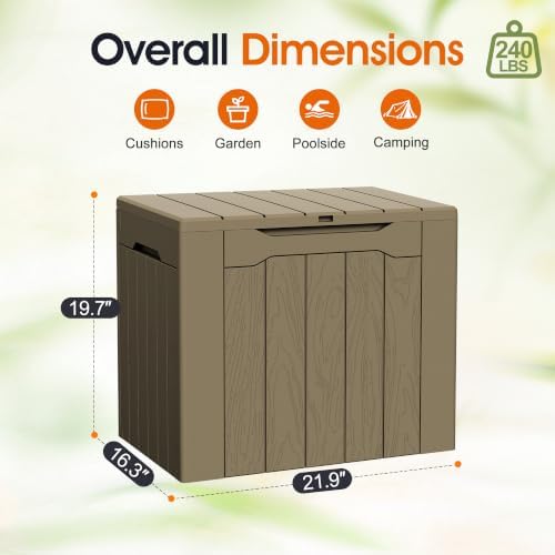 Greesum 33 Gallon Outdoor PP Storage Container, All Weather Resisitant Storage Box, Coffee - Image 4