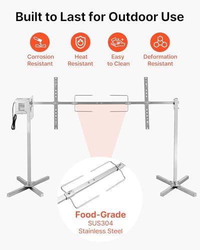 VEVOR Rotisserie Grill, 56in Electric Rotisserie Grill Kit 8 Level Height, BBQ Grills Rotisseries Kit with 132 lbs Load Capacity, Asador de Puerco, Stainless Steel Automatic Grilling Kits for Parties - Image 6