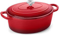 TeamFar 7QT Oval Dutch Oven, Enameled Cast Iron Dutch Oven Pot with Lid by TeamFar