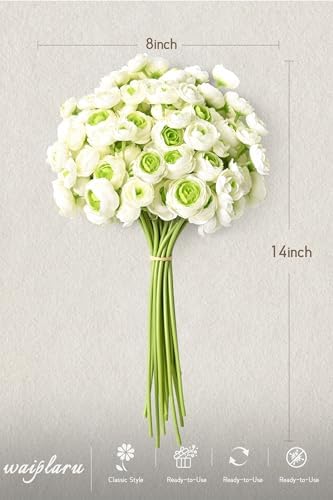 Waipfaru Ranunculus Artificial Flowers, 18Pcs 14In Fake Peonies Artificial Flowers, Faux Flower for Vase Silk Flower Real Touch Faux Peony Bulk for DIY Wedding Bouquet Home Bridal Shower Decor - Image 4