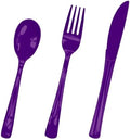 HEIPINIUYE 75 Pack Purple Plastic Cutlery Heavy Duty Purple Plastic Knives Forks and Spoons Disposable Silverware Set for 25 Guest Camping Birthday Baby Shower Party Cutlery Set by HEIPINIUYE