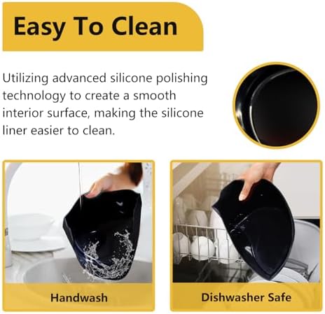 Magikichen Silicone Crock pot Liners,Slow Cooker Liners,6-7 Quart Oval Reusable Crock pot Divider Insert,BPA-Free, Dishwasher Safe 2 in1(Black) - Image 3