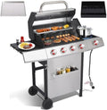 Griddle Grill Combo, 4 Burner Propane Gas and Charcoal Grill Combo with Side Burner, Outdoor BBQ Grill with Cast Iron Grates & Prep Space for Backyard Patio by Unknown