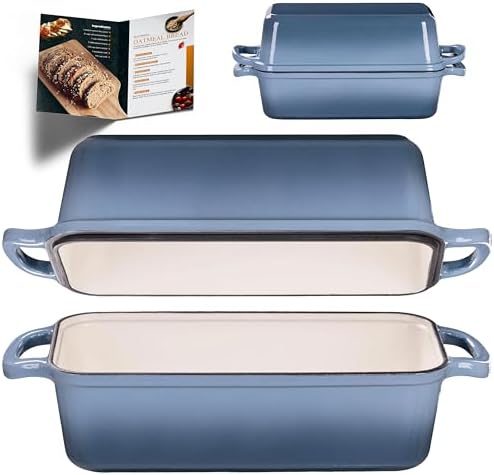 11x5 Inch Cast Iron Loaf Pan with Lid, Sourdough Bread Baking by MadeforRealBread