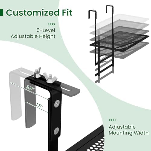 Tangkula 48" Folding Balcony Railing Table for 1.5"-3.5" Thick - Image 4
