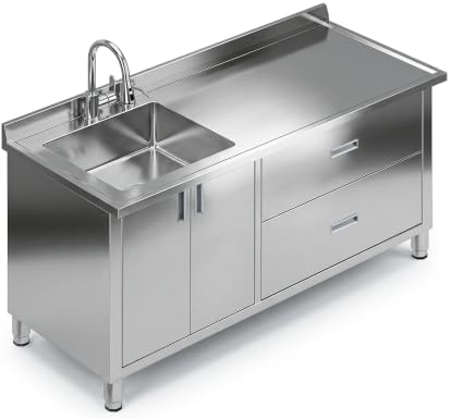 59" Stainless Steel Outdoor Kitchen Sink with Cabinet Fully Assembled by Unknown