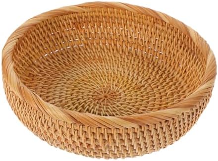 Vintage Rattan Woven Rattan Fruit Basket, round Snack Storage Organizer by GANAZONOEnjoyYourLife