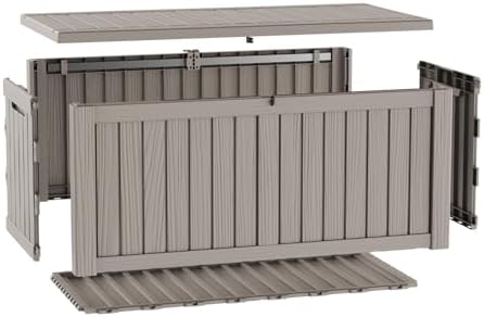 200 Gallon Large Outdoor Storage Box Waterproof, UV Resistant Resin Deck Box with Hydraulic Rod & Lockable Latch for Patio Furniture, Outside Storage Box for Garden Tools, Patio Cushions, Gray - Image 7