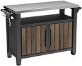 Keter Unity XL Outdoor Entertainment Cart with Wood‑Look Finish, 78‑Gallon Patio Storage Cabinet, Food Prep Station, Stainless‑Steel Top for BBQ, Grill, Patio, Deck & Backyard, Walnut by Unknown