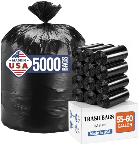 Delxo 55-60 Gallon Trash Bags, 5000 Count, 38×58' Large Black Garbage Bags by Delxo