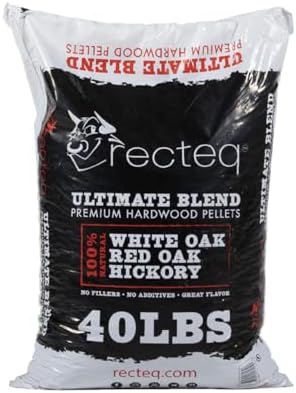 recteq Ultimate Premium Hardwood Grilling Cooking Pellet Barbecue BBQ Grill Smoker Blend with Red Oak, White Oak, Hickory Wood Pellets for Smokers, 40 Pound Bag by recteq