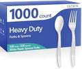 SACATR 1000 Count White Plastic Silverware Heavy Duty -Forks,Spoons by SACATR