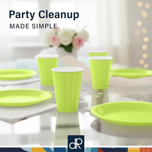 DecorRack Lime Green Plastic Cups, 12 oz Disposable Cups, Reusable Party Supplies (40 Count) - Image 7