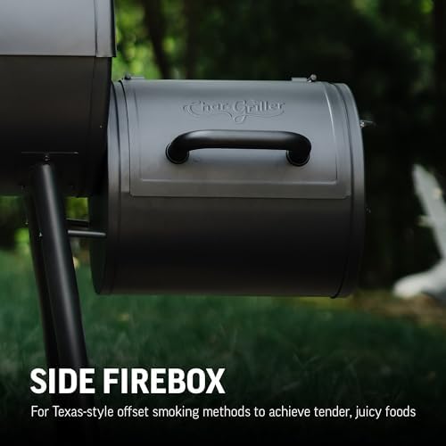 Char-Griller®Smokin Pro Charcoal Grill and Offset Smoker with Side Fire Box, Dual Damper Control, Chrome Plated Steel Warming Rack, 1,130 Cooking Square Inches in Black, Model CG30044223 - Image 4