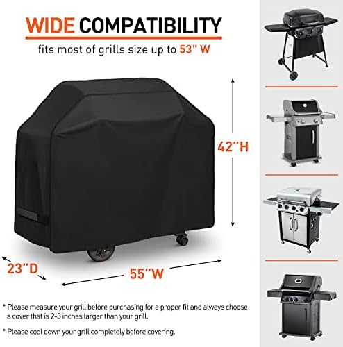 Arcedo BBQ Grill Cover 55 inch, Waterproof Grill Cover for Outdoor Grill, Rip-Proof, Fade Resistant Barbecue Gas Grill Cover for Weber, Char Broil, Nexgrill etc., All Weather Resistant - Image 2