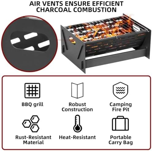 Charcoal Grill Portable Folding with Carry Bag,BBQ Camping Grill Fire Pit - Image 4