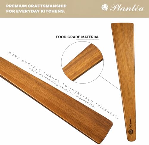Wooden Spatula for Cooking Set of 2 – 12 Inch Acacia Wood Flat Spatula Turner & Flipper for Cast Iron, Eggs, Pancakes & Griddle - Image 6