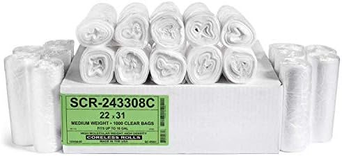 Aluf Plastics SCR-243308C 12-16 Gallon Trash Bags - (Commercial 1000 Pack) - Source Reduction Series Value High Density 8 Micron (equiv) Gauge - Intended for Home, Office, Bathroom, Paper, Styrofoam by AlufPlastics