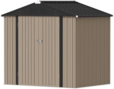 Devoko 8x6 FT Outdoor Storage Shed, Brown by DEVOKO
