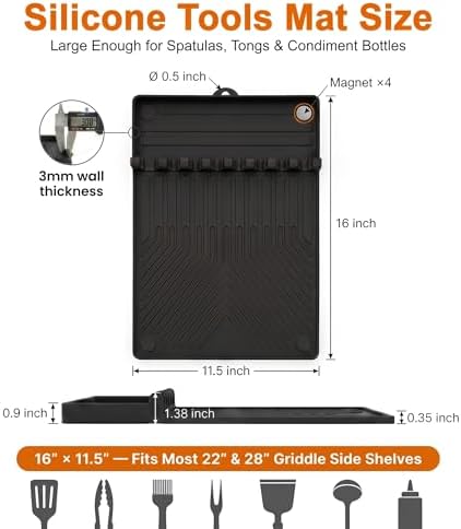 Magnetic Silicone Grill Mat for Side Shelves, 16x11.5 in, Black - Image 3