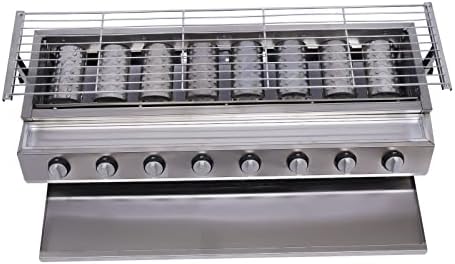 8-Burner Commercial Gas Grill Stainless Steel LPG Propane BBQ with Adjustable Height and 8 Independent Switches, Professional Smokeless Barbecues Griddle for Outdoor Camping Picnics Restaurants - Image 5