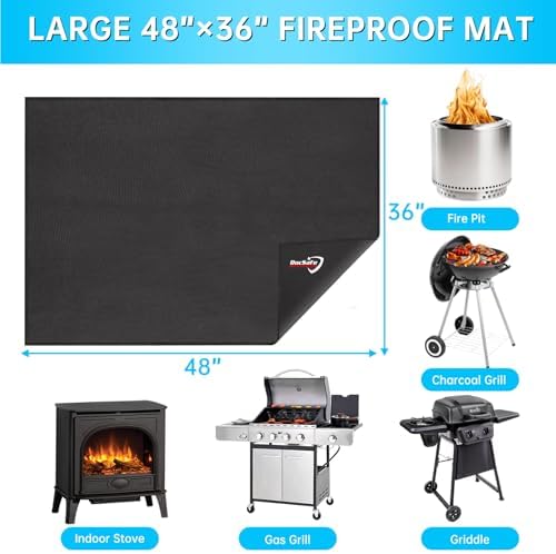 DocSafe 48 x 36 inches Under Grill Mat,Large 4 Layers Fire Pit Mat,Fireproof Mat Heat Insulated Protector for Deck,Patio,Grass,Smoker,BBQ,Reusable Oil-Proof and Waterproof Indoor Fireplace Pad - Image 5