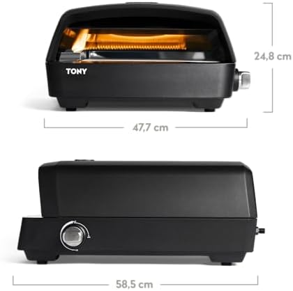 BURNHARD TONY gas pizza oven 450 °C, 5.9 kW portable outdoor oven (58.5 x 47.8 x 25 cm), included: Cordierite pizza stone, suitable for patio, balcony and garden - Image 2