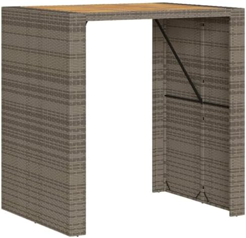 Grey Garden Bar Table Outdoor Furniture with Solid Acacia Wood and Powder-Coated Steel Frame, Weather-Resistant and Durable for Patio Dining, 41.3 in Long and 31.5 in Wide, - Image 2