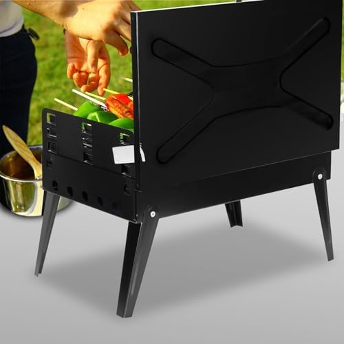 Portable Charcoal Grill for Outdoor Cooking–Foldable BBQ Grill with Adjustable Height, Removable Ash Catcher & Compact Storage Bag, Ideal for Camping, Picnics, Backyard Grilling, 16.7x10x17.7in - Image 7