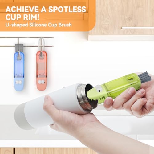 3 in 1 Cup Lid Gap Cleaning Brush Set, Multifunctional Bottle Cleaning Brush, Silicone Cup Lid Gap Cleaner, Home Kitchen Crevice Cleaning Tools (Multicolored) - Image 2