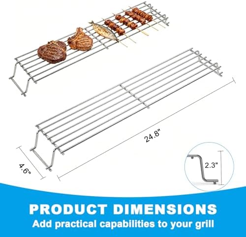 Stainless Steel Grill Warming Rack for Weber Spirit 300 and Spirit II 300 Series - E310 E320 E330 S310 S320 S330 Gas Grills with Front Control Knobs, Upper Warming Rack Replacement Part for Weber 7641 - Image 2