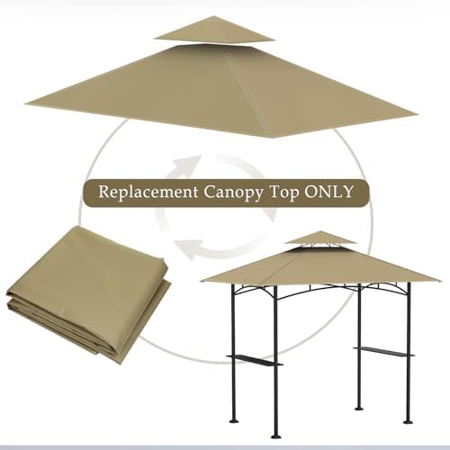 5' x 8' Grill Gazebo Replacement Top, Khaki Canopy Top Cover Only - Image 6