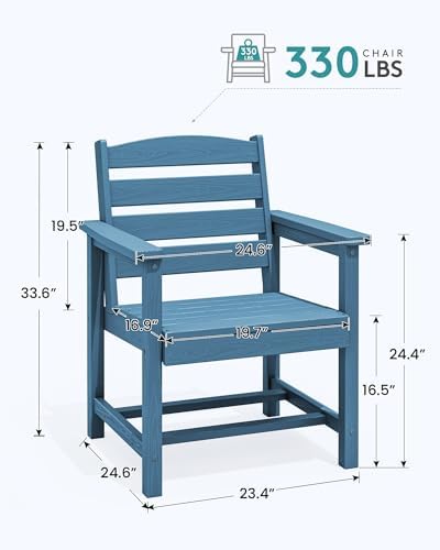 SERWALL Patio HDPE Dining Chairs Set of 2 with Arms, Navy - Image 2