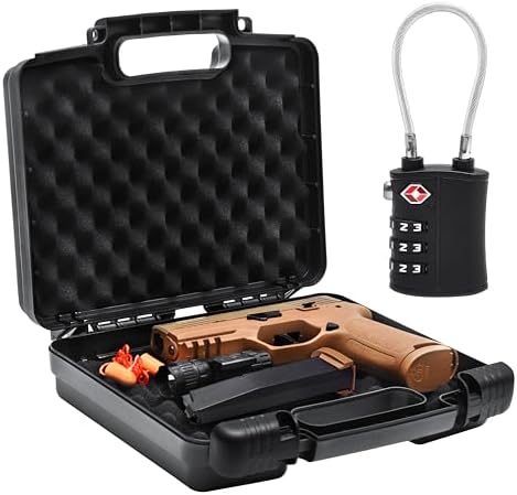 Kinghardcase 9mm Gun Case Lockable, TSA Approved Firearm Travel Case with TSA Lock, Pistol Case Hard Shell, Gun Safe for Handgun, Pistol, Revolver - Shockproof Gun Storage by Kinghardcase