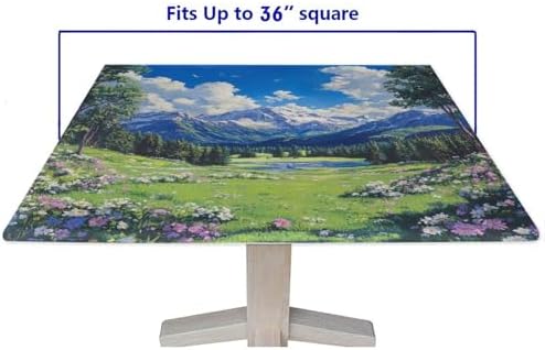 Tablecloth for Card Table, Mountain Majesty Pattern Printed on Stain Resistant Farmhouse Kitchen Table Cover, Ideal for Special Occasions Holidays, Fit for 36" x 36" Square Tables - Image 5