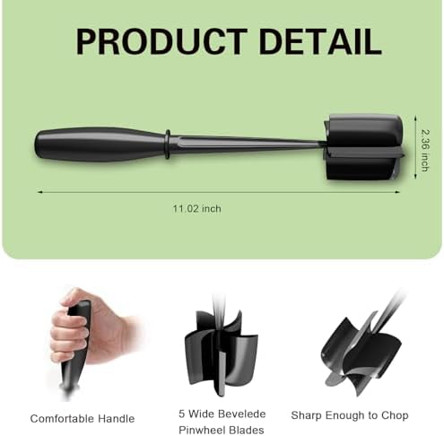Meat Chopper, 5 Curve Blades Ground Beef Smasher, Heat Resistant Hamburger Smasher Tool, Nylon Potato Masher Utensil, Ground Meat Chopper, Meat Separator Tool for Hamburger, Non Stick Mix Chopper - Image 2