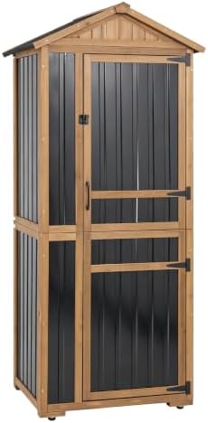 Gowoodhut Tall Outdoor Storage Cabinet with 4 Shelves, Garden Tool Shed by Gowoodhut