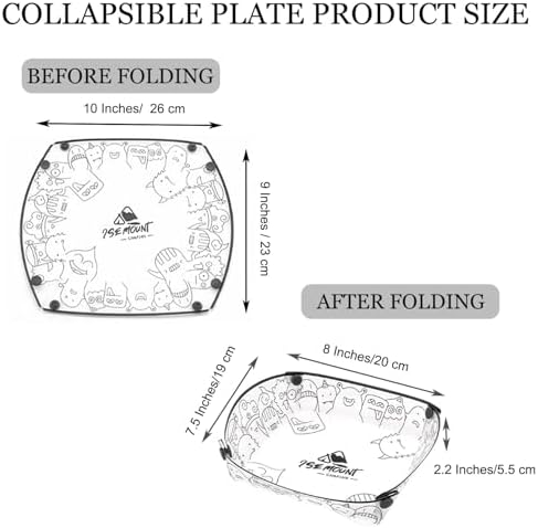 MIUPOO Collapsible Plate Set,Portable Mess Kit,Food Grade Material Free Folding Plate for Lunch Family Picnic, 8×7.5×2.2 Inches,4 Pieces. - Image 2