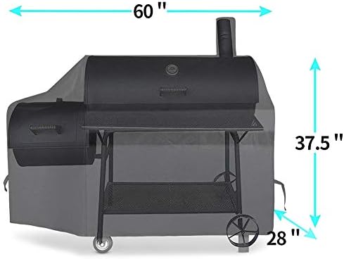 NEXCOVER Offset Smoker Cover - 60 Inch Waterproof Charcoal Grill Cover, Outdoor Heavy Duty BBQ Cover, Rip Resistant Smokestack Barbecue Cover for Brinkmann Char-Broil Weber Nexgrill, Black. - Image 2
