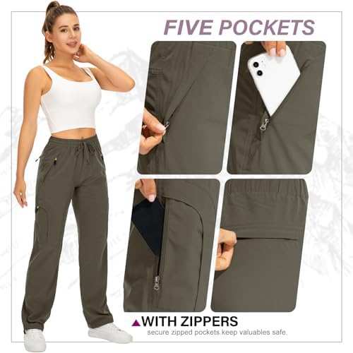 Toomett Women‘s Hiking Cargo Pants UPF 50 Quick Dry with Zipper Pockets - Image 3