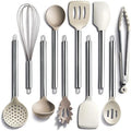 COOK WITH COLOR Silicone Cooking Utensils, Kitchen Utensil Set, Easy to Clean Silicone Kitchen Utensils, Cooking Utensils for Nonstick Cookware, Kitchen Gadgets Set, 10 Pieces, Brown by CookwithColor