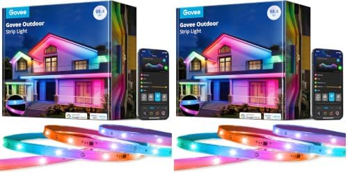 Govee Outdoor LED Strip Lights, 98.4ft Smart Outdoor Lights Compatible with Alexa and Google Assistant, App Control, IP65 Waterproof, RGBIC Lights for Patio, Eave, Party Decorations (Pack of 2) by Unknown