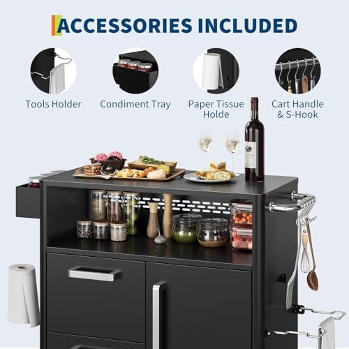 Heavy Duty Outdoor Grill Cart with Stainless Steel Prep Table, Lockable Wheels, Spacious Storage Cabinet, and Island Table Design for Patio or Kitchen Use - Image 4