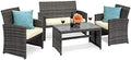 Best Choice Products 4-Piece Outdoor Wicker Patio Conversation Furniture Set for Backyard w/Coffee Table, Seat Cushions - Gray/Cream by BestChoiceProducts