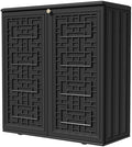 KINYING Outdoor Storage Cabinet Waterproof, Resin 62 Gallon Deck Box for Patio Furniture Cushions, Garden Tools, Pool Tools and Kids’ Toys (Black with 1 Shelving) by KINYING