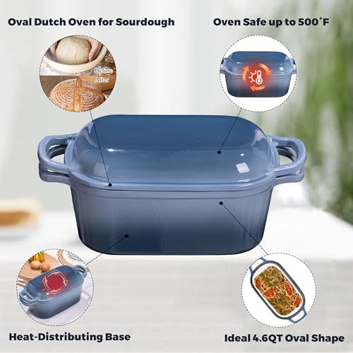 Oval Enameled Cast Iron Dutch Oven for Sourdough Bread Baking - Image 5