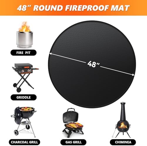 48'' Fire Pit Mat for Solo Stove Bonfire, Double-Sided Fireproof Under Grill Mat Deck Patio Protector Pad, Round BBQ Mat for Solo Stove Accessories, Easy to Clean, Reusable - Image 6