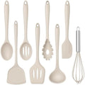 TeamFar Silicone Cooking Utensils Set, 8 PCS Kitchen Utensils Set, Khaki by TeamFar
